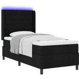  Postelja s podnožjem in vzmetnico ter LED Črna 90x200 cm Tkanina, (22049588) | Shoptok.si