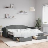 vidaXL Izvlečna dnevna postelja s predali temno siva 90x200 cm blago Cene