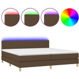 Krevet box spring s madracem LED tamnosmeđi 200x200 cm tkanina | shoptok.hr