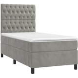  box spring s madracem LED svjetlosivi 90x200 cm baršun | shoptok.hr