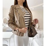Gemre Beige faux leather biker jacket Tricia | shoptok.hr