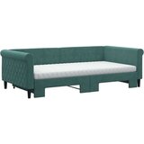 vidaXL Dnevni krevet na razvlačenje tamnozeleni 100x200 cm baršunasti | shoptok.hr