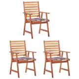 Maison Chic Vrtni Jedilni stoli - Vzorci stoli 3 kosi z blazinami trden akacijev les A2002, (21878140) | Shoptok.si