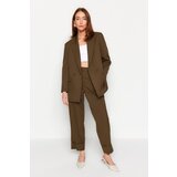 Trendyol Khaki Blazer Jacket and Straight Cut Trousers Woven Two Piece Set | Shoptok.si