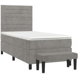 Box spring postelja z vzmetnico svetlo siv 90x190 cm žamet, (20902340) | Shoptok.si