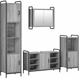  Set ormarića za kupaonicu 4 kom. Siva Sonoma 40 x 36 x 181 cm - Siva Sonoma Ormar ispod sudopera (1 vrata i 2 police) + viseći o | shoptok.hr