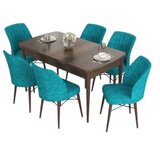 Hanah home eva - baroque, turquoise baroqueturquoise extendable dining table & chairs set (7 pieces) | Eponuda.com