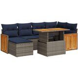  Vrtna garnitura - 7-dijelni set vrtnih sofa od poliratana s jastucima crni bagrem - Siva sa spremištem 1 | shoptok.hr