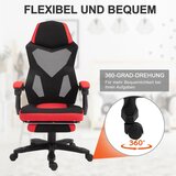  Ergonomska uredska i igraća stolica s osloncem za noge crno-crvena | shoptok.hr