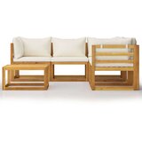 3057643 6 Piece Garden Lounge Set with Cushion Cream Solid Acacia Wood (311853+311857+311859) | shoptok.hr