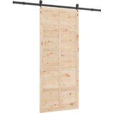 vidaXL Klizna vrata Smeđa 90 x 208 cm Masivna borovina | shoptok.hr