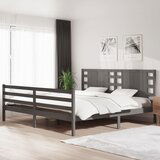 Maison Chic Posteljni okvir - Dvoposteljna postelja - Zakonska postelja siv iz trdne borovine 200x200 cm-J5428, (21774397) | Shoptok.si
