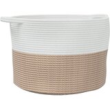  Košara za rublje smeđe-bijela Ø 55 x 36 cm pamučna | shoptok.hr