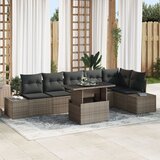 vidaXL 7-delna vrtna sedežna garnitura z blazinami siva poly rattan Cene
