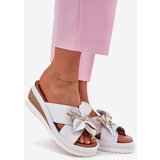 ARTIKER Leather Women's Wedge Sandals With Decorative Flower 52C0537 White | Shoptok.si