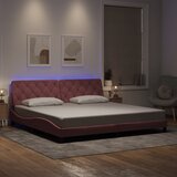  Okvir kreveta s LED-om bez madraca ružičasti 200 x 200 cm baršunasti | shoptok.hr