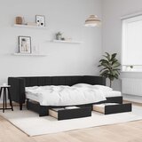  Dnevni krevet na razvlačenje s ladicama crni 80 x 200 cm baršun | shoptok.hr