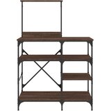  Pekarski stalak smeđe boje hrasta 90x40x132 cm od drva i metala | Eponuda.com