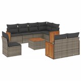 Maison Chic Seti vrtnega pohištva - Vrtna garnitura - Vrtni pohištvo set 9-delna z blazinami siv poli ratan, (21798217) | Shoptok.si