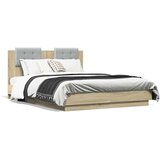  Okvir za krevet s uzglavljem boja hrasta 140x190 cm drveni | shoptok.hr