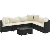  7-dijelni set vrtnih sofa od poliratana s jastucima crni Slike