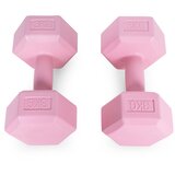  Set &amp;scaron;esterokutnih bučica 2x3 kg, utezi za vježbanje, opterećenje za fitness, roza, ModernHome Slike