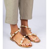 D/CEO marka niezdefiniowana Gold women's sandals decorated with pearls Sarino | Shoptok.si