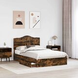  Postelja s shranjevanjem z vzglavjem Dimljeni oreh 135 x 190 cm, (5000105141) | Shoptok.si