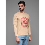 Ombre Men's long sleeve collegiate print t-shirt - sand | Shoptok.si