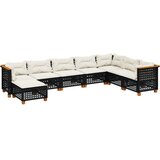 Maison Chic Seti vrtnega pohištva - Vrtna garnitura - Vrtni pohištvo set 8-delna z blazinami črn poli ratan, (21800245) | Shoptok.si