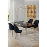 Hanah home trpezarijski set Rada, sto na razvlačenje i 4 stolice, ploča u dekoru crnog mermera, hromirane noge, antracit tkanina Babyface | Eponuda.com