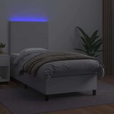  Box spring postelja z vzmetnico LED bela 90x200 cm umetno usnje, (20789350) | Shoptok.si