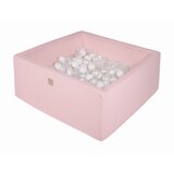 MeowBaby Square Ball Pool, 90x90x40 cm z 200 žogami, bombaž, roza: bela/prozorna/biserno bela, (21333754) | Shoptok.si