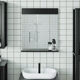  Kupaonsko ogledalo s policom BERG crno 60x12x70 cm masivno drvo | Eponuda.com