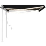 vidaXL tenda na ručno uvlačenje s LED svjetlima 4 x 3,5 m antracit | shoptok.hr