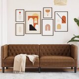 vidaXL Kavč trosed Chesterfield rjava umetno semiš usnje Cene