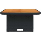 vidaXL Vrtna miza črna 80x80x71 cm poli ratan in akacijev les | Shoptok.si