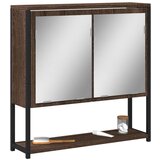 Maison Chic Kopalniška omarica - Kopalniški kabinet z ogledalom rjavi hrast 60x16x60 cm, (21794449) | Shoptok.si