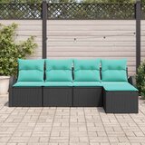  Set sofe s jastukom s pohranom 5 pcs Crna i Tirkizna poliratan | shoptok.hr