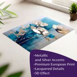  Stenski plakat z EXTRA učinkom - Teal Flowers | Shoptok.si