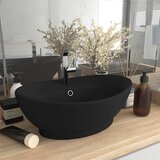  Luksuzni ovalni umivaonik mat crni 58,5 x 39 cm keramički | shoptok.hr
