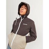 Jack & Jones Prijelazna jakna 'Jjerush' sivkasto bež / tamno smeđa / bijela | shoptok.hr