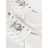 Sergio Leone White and silver sneakers with a leather pin by | Shoptok.si