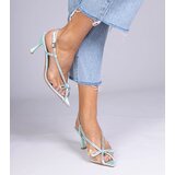 Gemre Green Transparent Stiletto Sandals with Rhinestones Kloksi | shoptok.hr