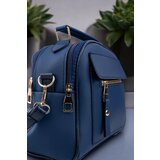 Dewberry 67330 Womens 3 Compartment Adjustable Shoulder Bag-NAVY | Shoptok.si