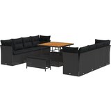 vidaXL 11-Komadni Vrtni Sofa Set s Jastučićima Crni Poli Ratan Akacija, 3-Komadni Vrtni Set za Jelo s Jastučićima Crni Poli Ratan Akacija Cijene