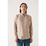 Avva Men's Mink Buttoned Collar Comfort Fit 100% Linen Shirt Cene