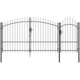 vidaXL vrata za vrt z ogrodnimi konicami siva 175x400 cm jeklo | Shoptok.si