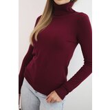 Kesi Włoski Women's viscose sweater with a turtleneck and long sleeves burgundy | shoptok.hr