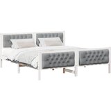  Krevetna konstrukcija s uzglavljem Svijetlo siva 180 x 200 cm Bijela | Shoptok.si